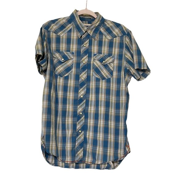 American‎ Eagle Outfitters Mens Pearl Snap Short Sleeve Shirt Size Large Vinyage - Picture 1 of 11